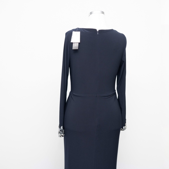 Betsy & Adam - Jersey Embellished Long-Sleeve Gown - Picture 10 of 13